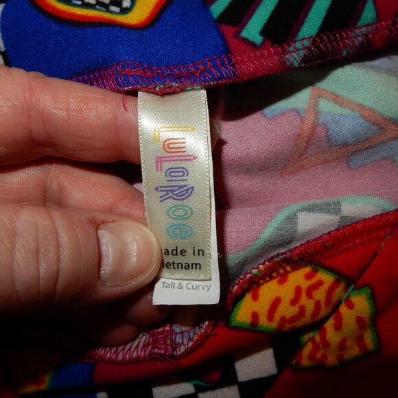 EUC Lularoe TC leggings geometric 80's memphis pattern retro checkered hot pink - Picture 7 of 7